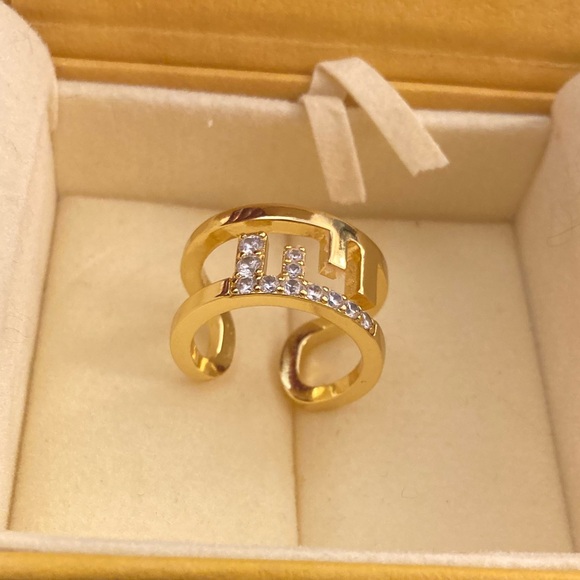 Gold Fendi FF Logo Cuff Cocktail Ring. - Picture 12 of 12